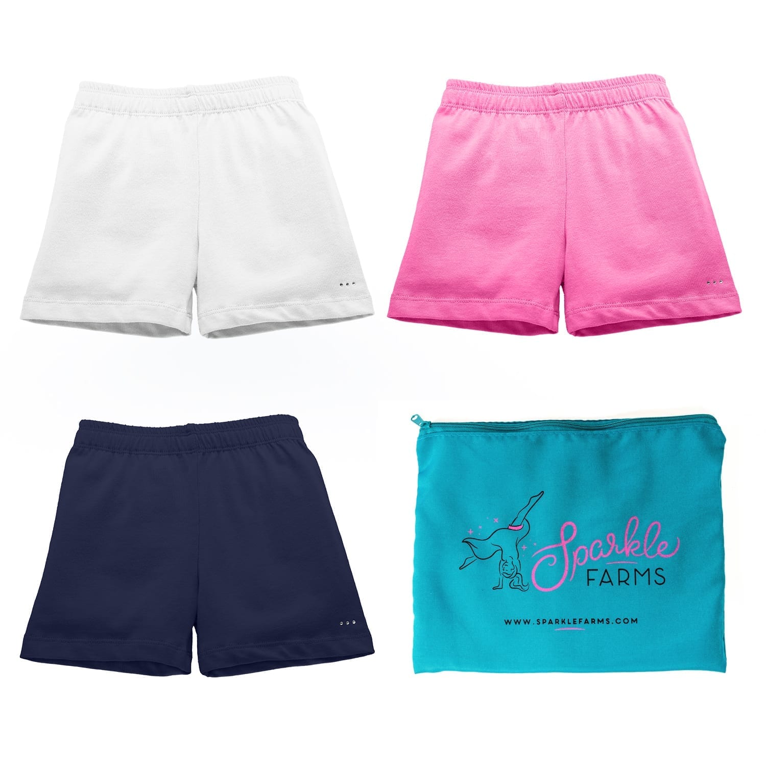 Girls Bike Shorts for Cartwheels and Playground Modesty - Multicolor Sets –  Sparkle Farms Apparel